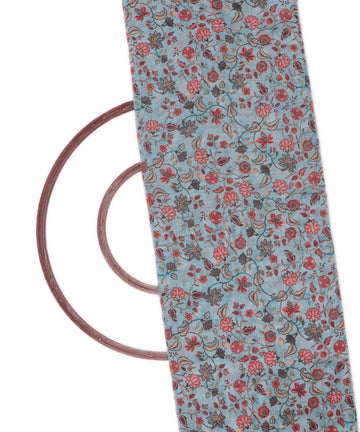 light blue flower print chanderi fabric